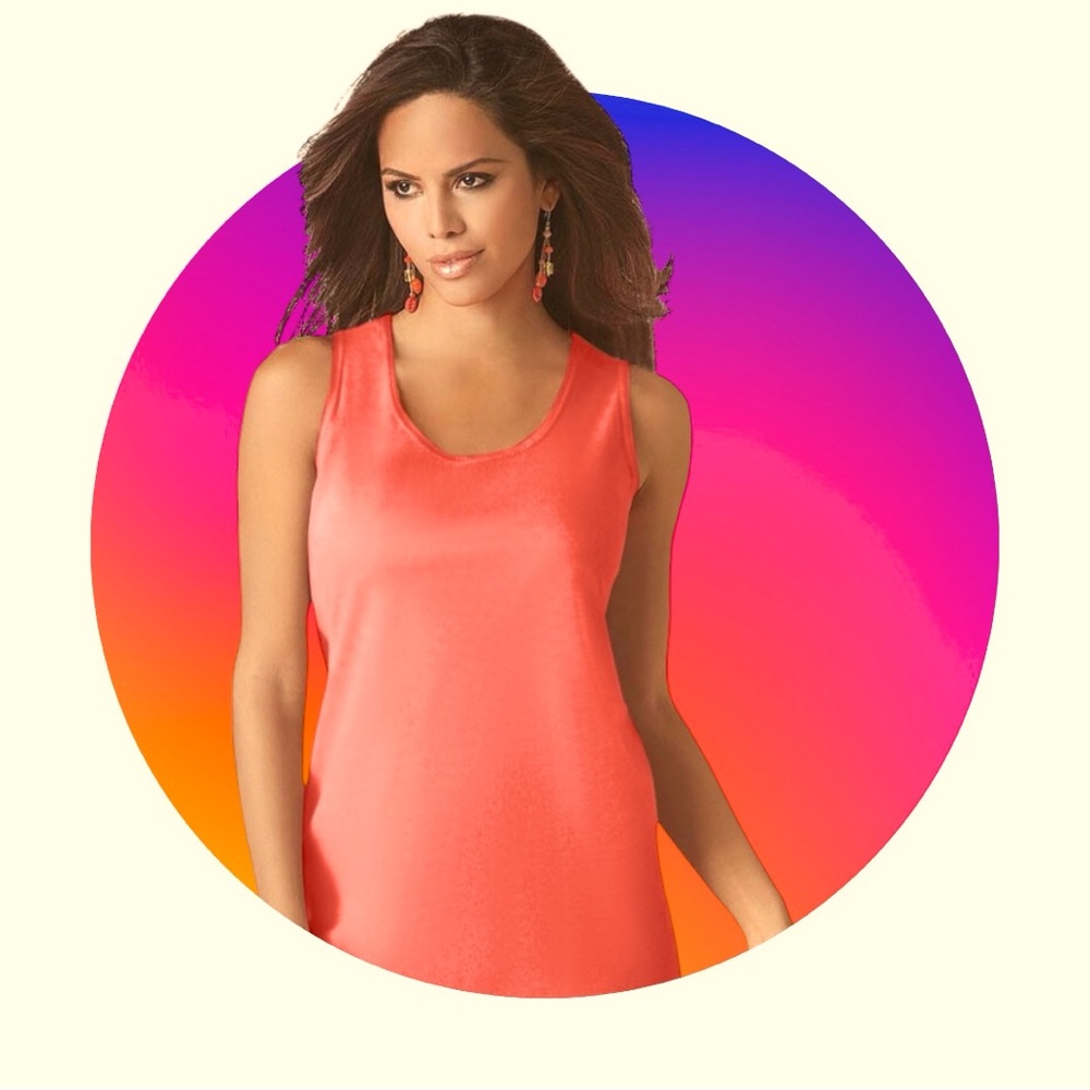Women with Control Long and Lean Tank Top 
Melon Rose Size 3X